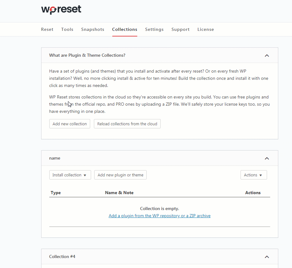 WP Reset - Collections