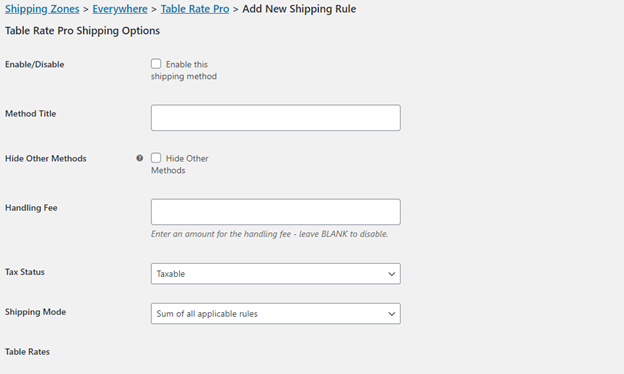 WooCommerce Table Rate Rules