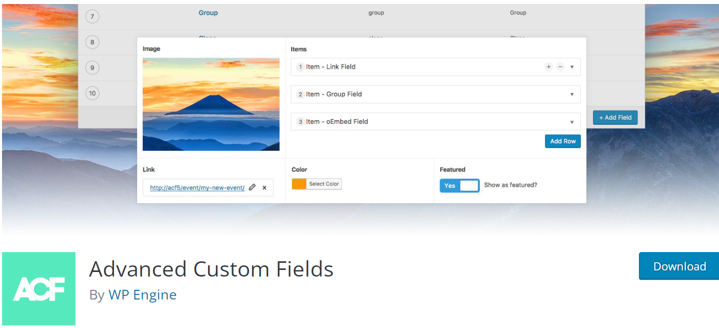 Advanced Custom Fields banner