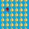 a blue background with a bunch of cookies and a red object instagram notifications sad emoji
