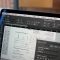 a close up of a computer screen with a table in the background photo editing workspace, photoshop interface, noise reduction example