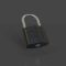 a closed padlock on a black surface internet encryption concept, https lock icon, global network cables